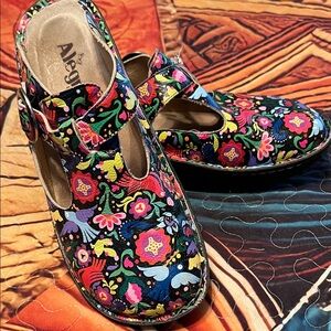 Alegria Multicolor Floral T-Strap Shoes